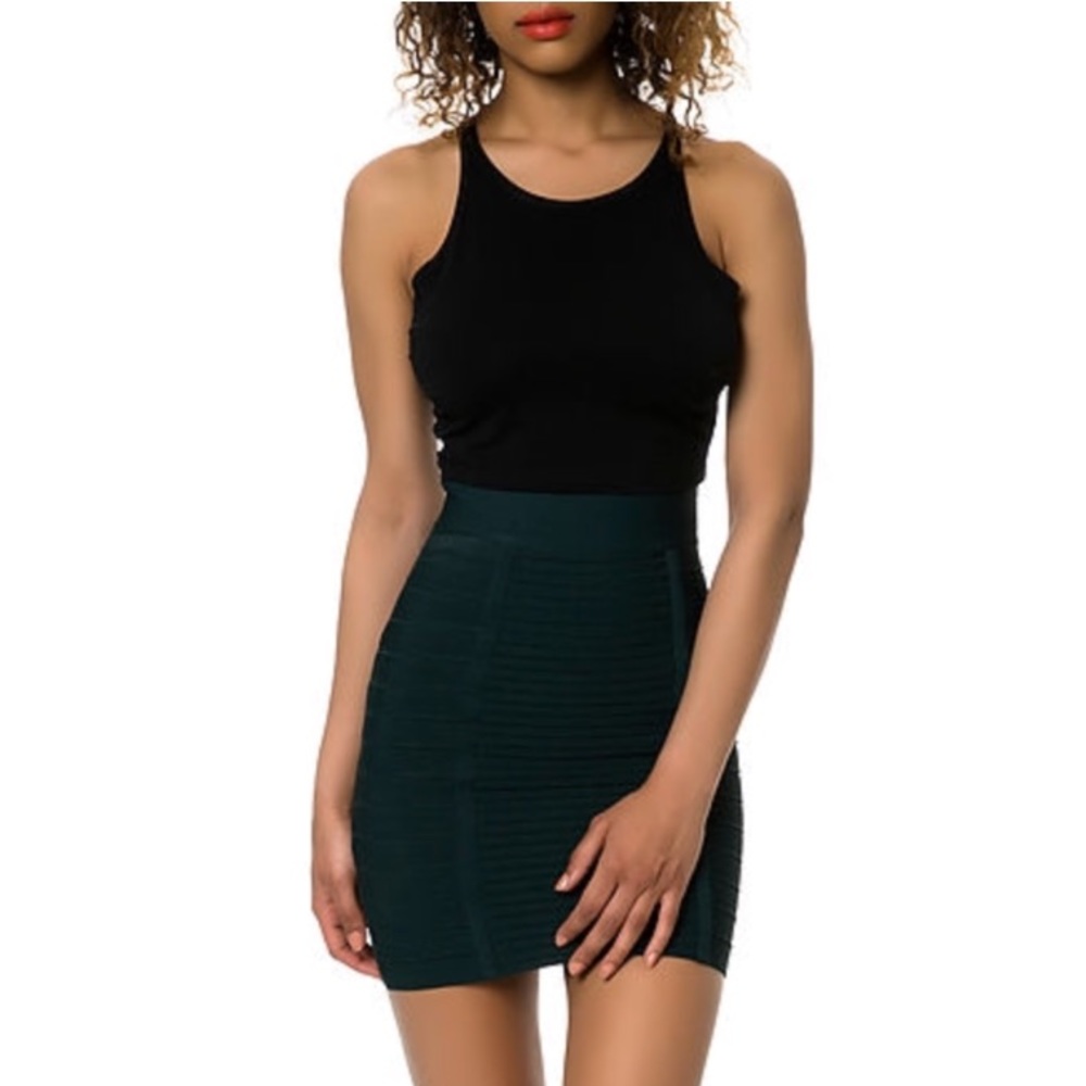 BCBGMAXAZRIA forest green bandage skirt